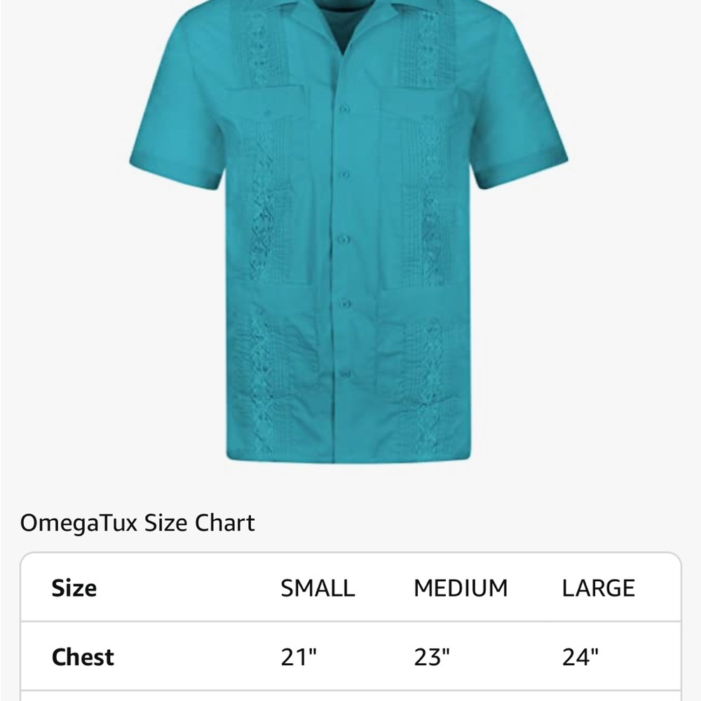 Turquoise Cuban Guayabera Shirt